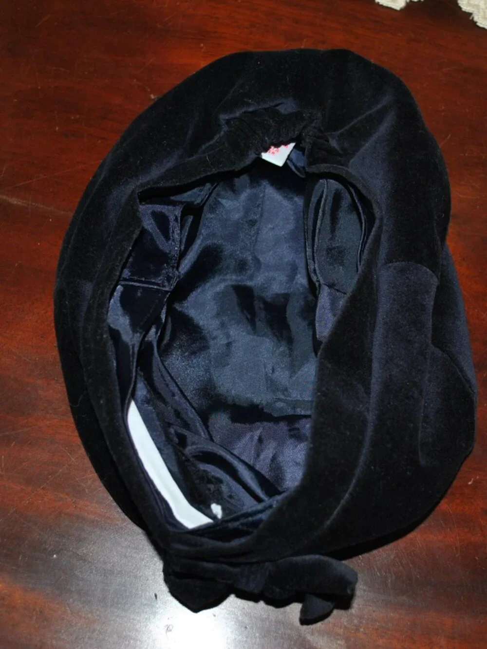 Vintage Girls' Dark Blue Velvet / Velveteen Beret Hat 4T 1990s